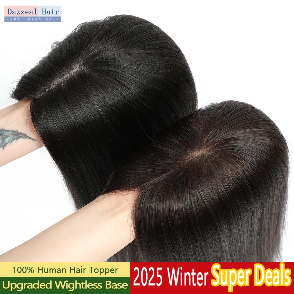 Toppers de cabelo humano com base de seda sem peso, para mulheres, europa, grampo de cabelo, extensão, cobertura perfeita, topper indetectável