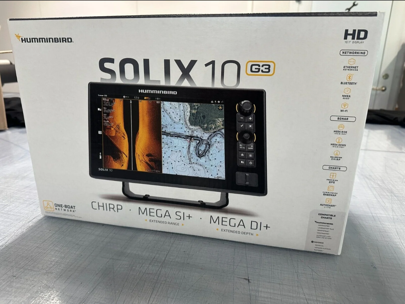 인기 판매 2개 구매 시 1개 무료 Humminbird Solix 10 G2 어군탐지기, CHIRP Mega Si+ 15.4인치 디스플레이 어군탐지기, 무료 배송