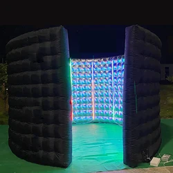 Portable 360 Photo Booth Enclosure Inflatable Photobooth Backdrop with LED Lights 360 Video Booth for Weddings Parties Events