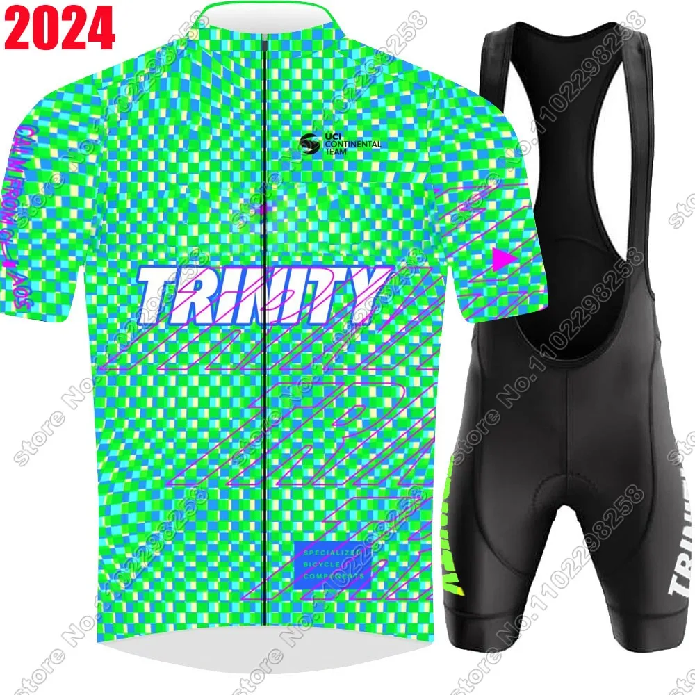 TRINITY Cycling Jersey 2024 Set Racing Team Bicycle Green GB abbigliamento Road Bike camicie Suit Bicycle Bib Shorts MTB Ropa Maillot