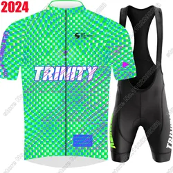 TRINITY Koszulka kolarska 2024 Zestaw Racing Team Bicycle Green GB Odzież szosowa Koszulki rowerowe Spodenki rowerowe MTB Ropa Maillot