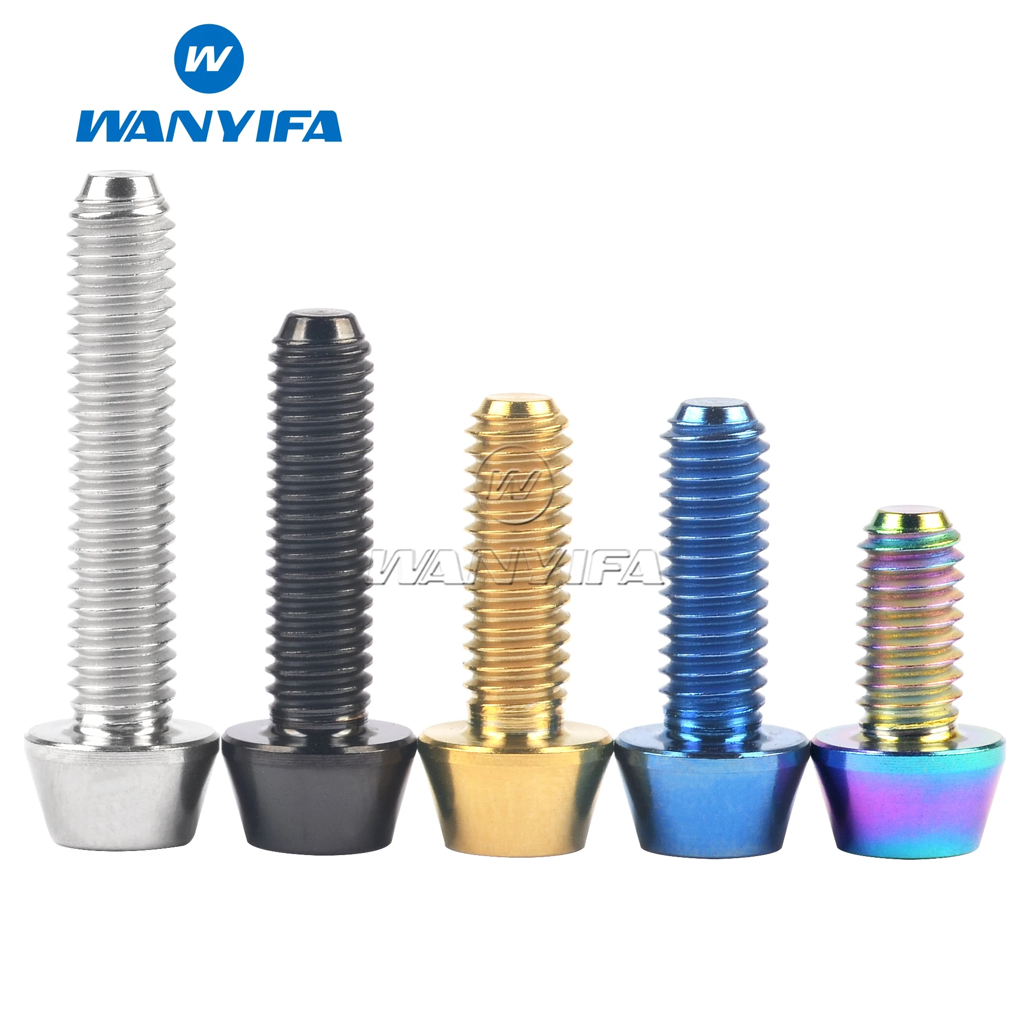 Wanyifa Titanium Bolt M4x8 10 12 15 20mm Hex Taper Head Ti Screws for Bicycle