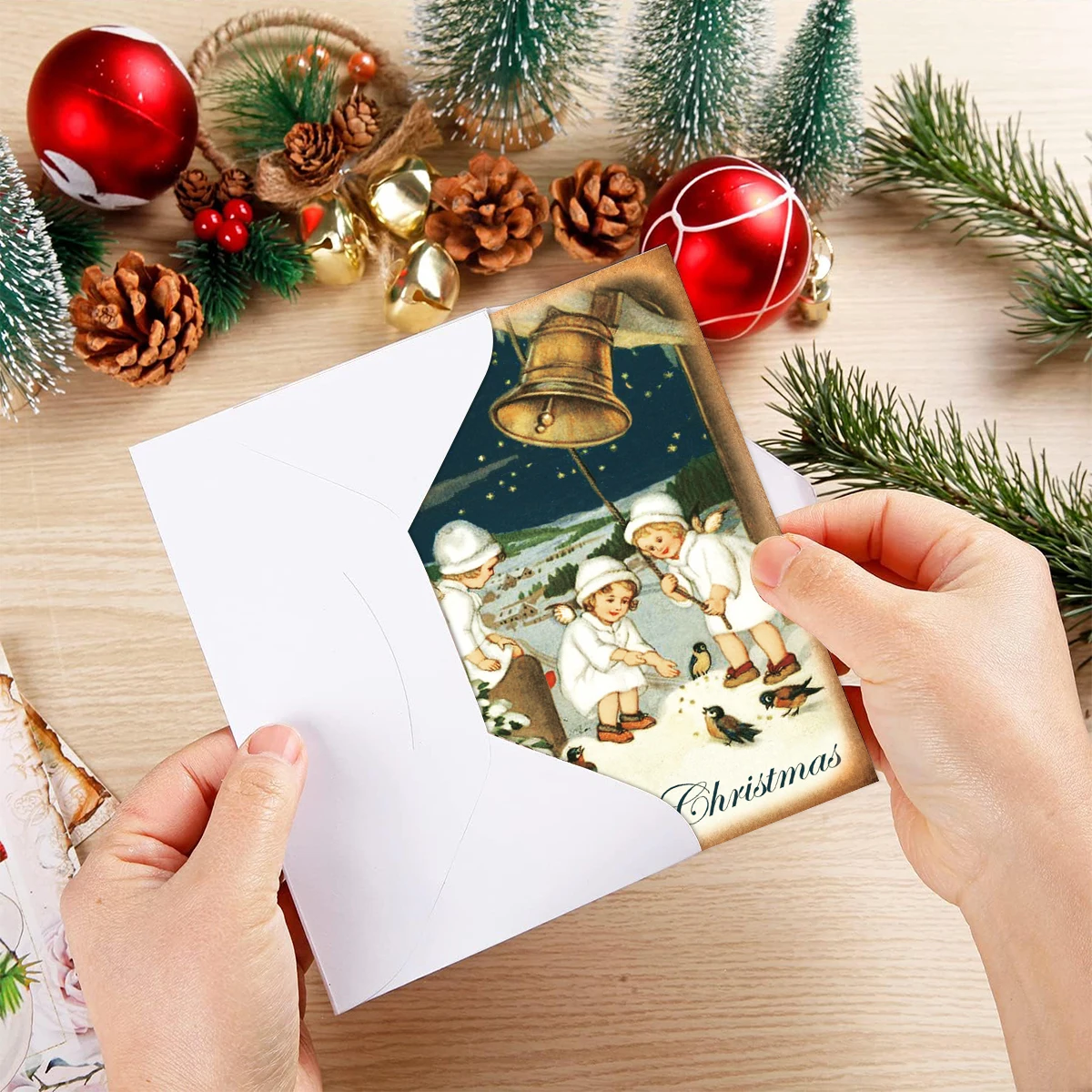 12pcs Vintage Christmas Angel Greeting Cards,Victorian Blessing Postcards Set,DIY Wall Art Decor,Gift Tags & Holiday Decorations