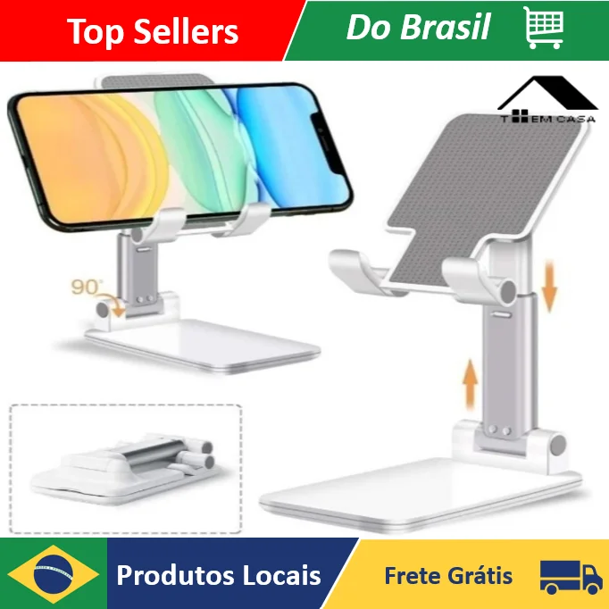 Suporte Universal para Celular/Tablet Dobrável e Portátil Ajustável e Ergonômico para Mesa - Loja Toemcasa