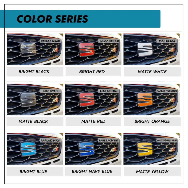 Vinyl auto-embleemstickerset compatibel met Seat Ateca – stickers voor stuurwiel voor en achter