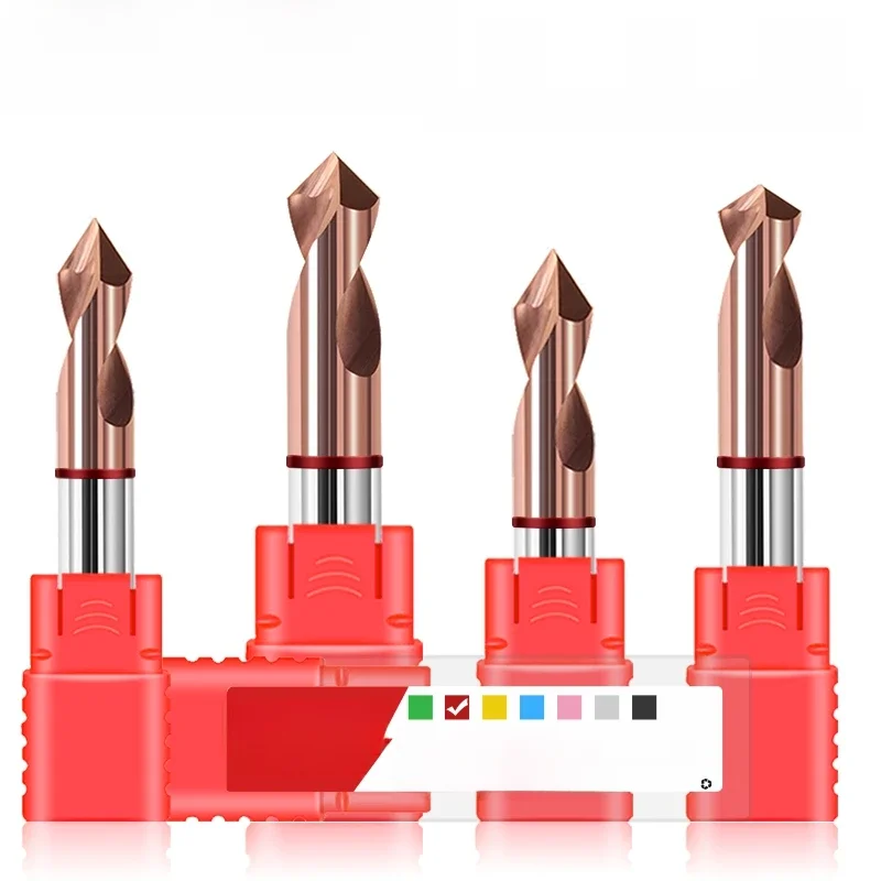 SHAZAM-Foret de centrage à chanfrein à cercle rouge, carbure d'acier au tungstène à 2 lames, centre d'usinage CNC, outils de mèc