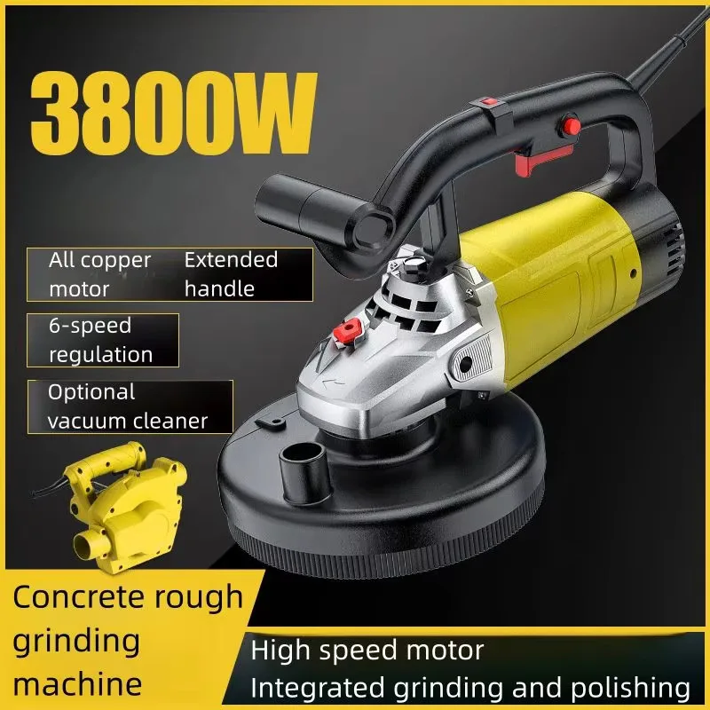 

3800W Multifunctional Ground Concrete Grinding Machine Wall Cement Rough Grinding Machine Dust-free Angle Self Suction Tool