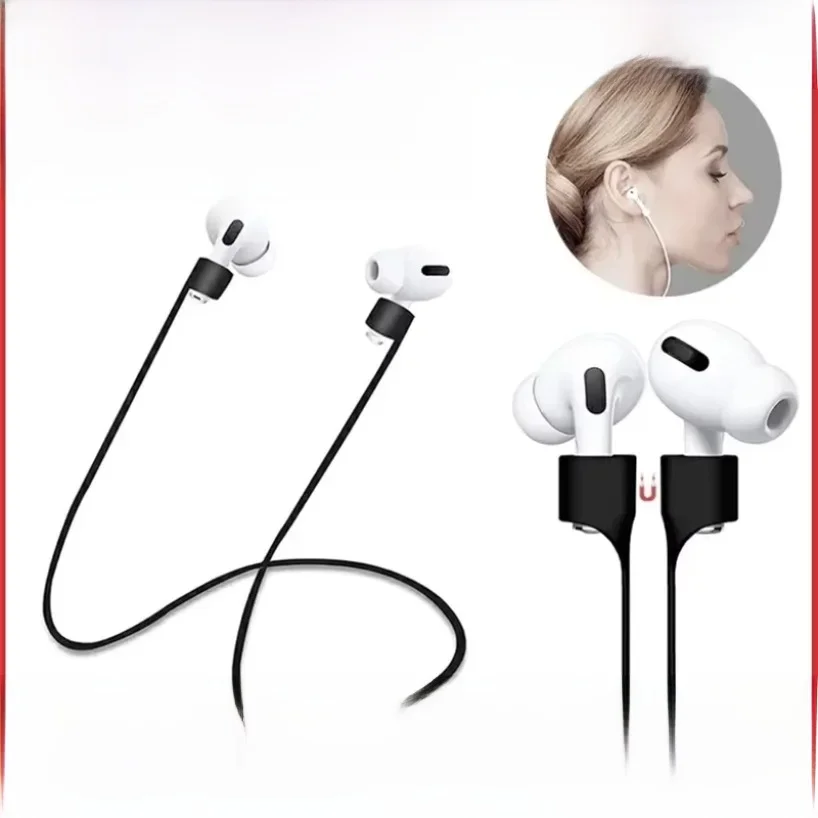 Câble de support de corde d'écouteurs en Silicone Anti-perte sans fil magnétique pour AirPods Pro Airdots Samsung Buds Plus corde de cou d'écouteur