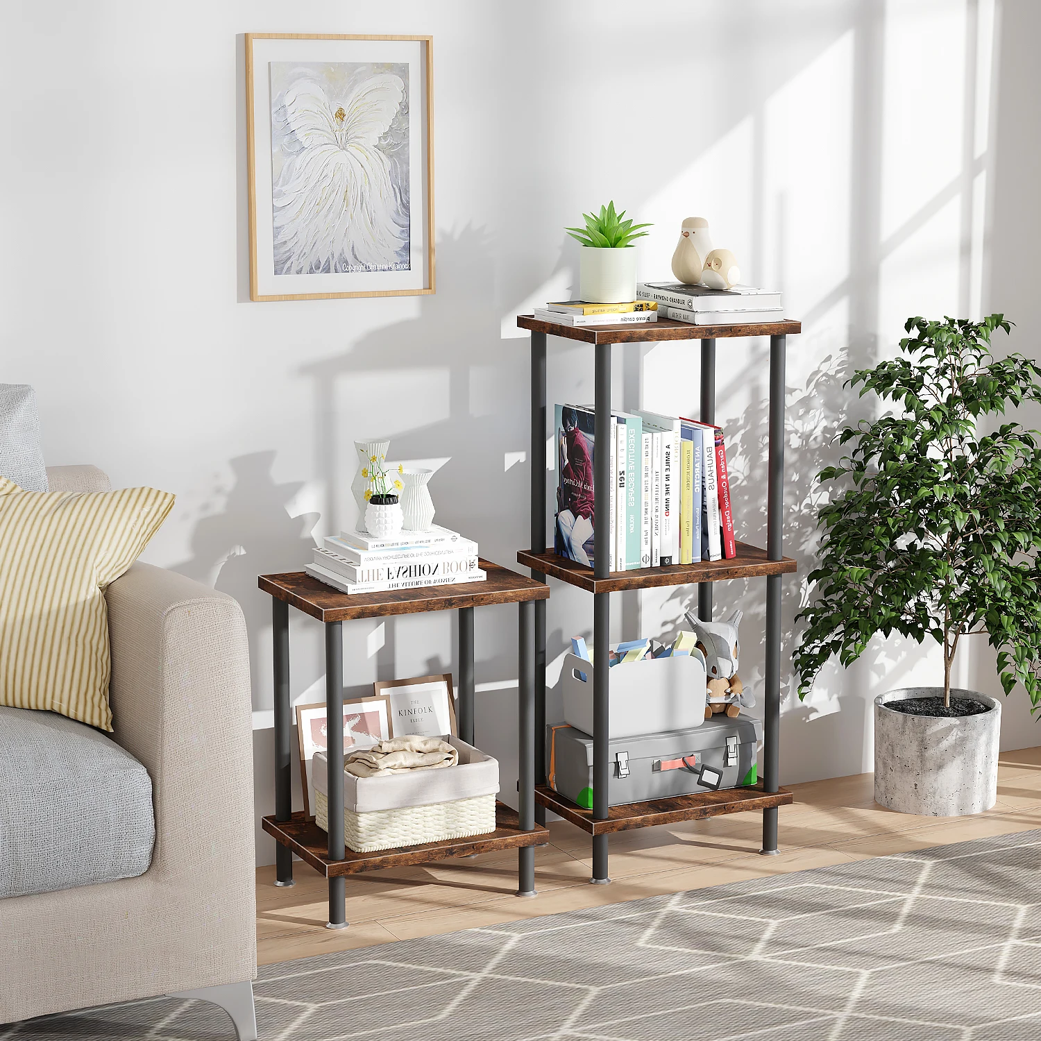 طاولة جانبية، أثاث الطابعة، طاولة جانبية قابلة للتكديس، منضدة Buró لغرفة النوم، طاولة جانبية قابلة للتكديس #6