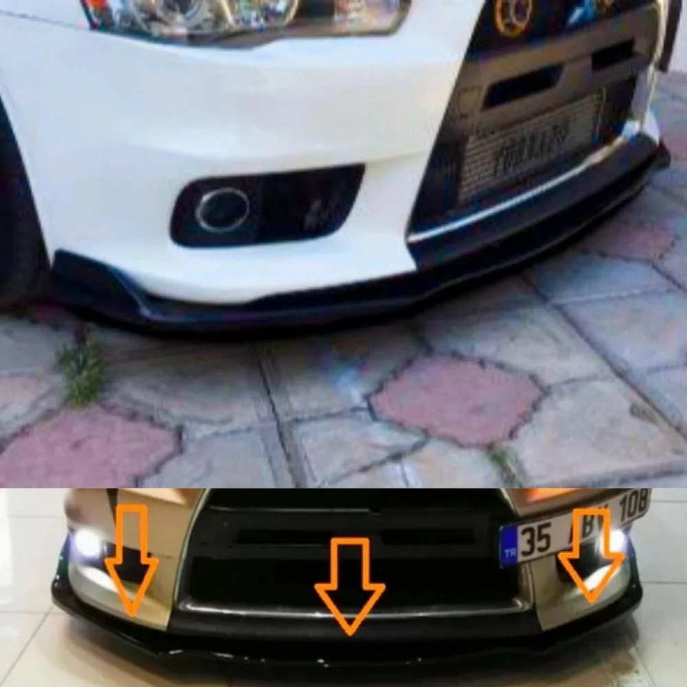 3 Pcs Front Bumper Lip For Mitsubishi Lancer Body Kit Car Accessories Spoiler Splitter Diffuser Flap Sport Bumper Exterior Parts