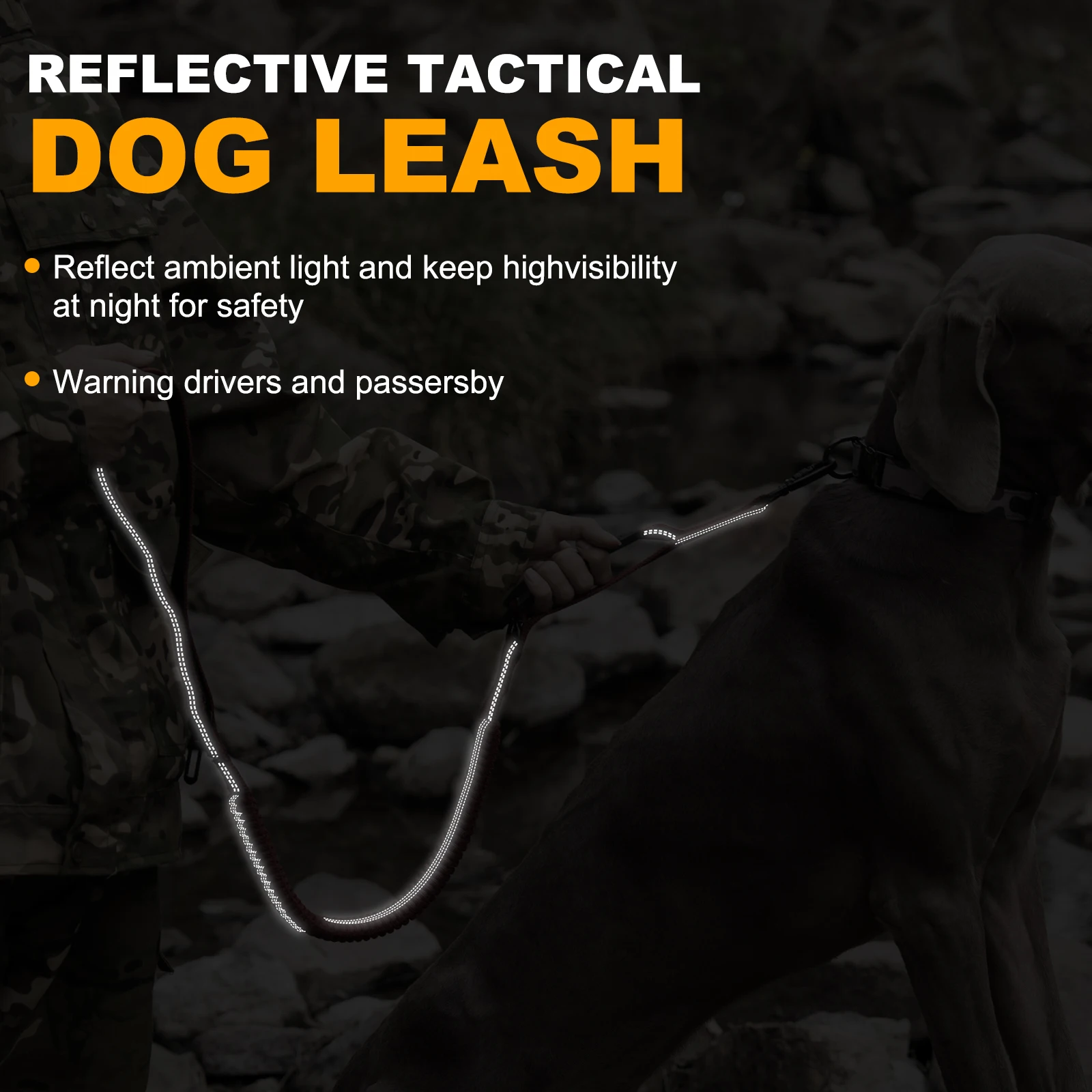 Correa táctica reflectante antitirones para perros medianos y grandes - imagen 2
