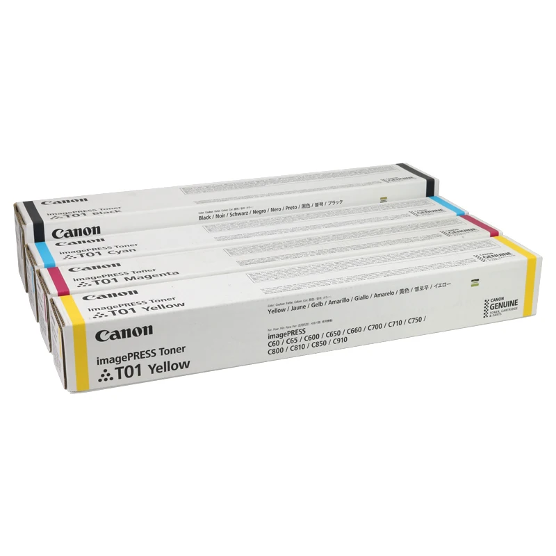 1 Juego de cartuchos de tóner originales nuevos T01 CMYK para Canon imagePRESS C60 C65 C600 C650 C700 C750 C800 C850