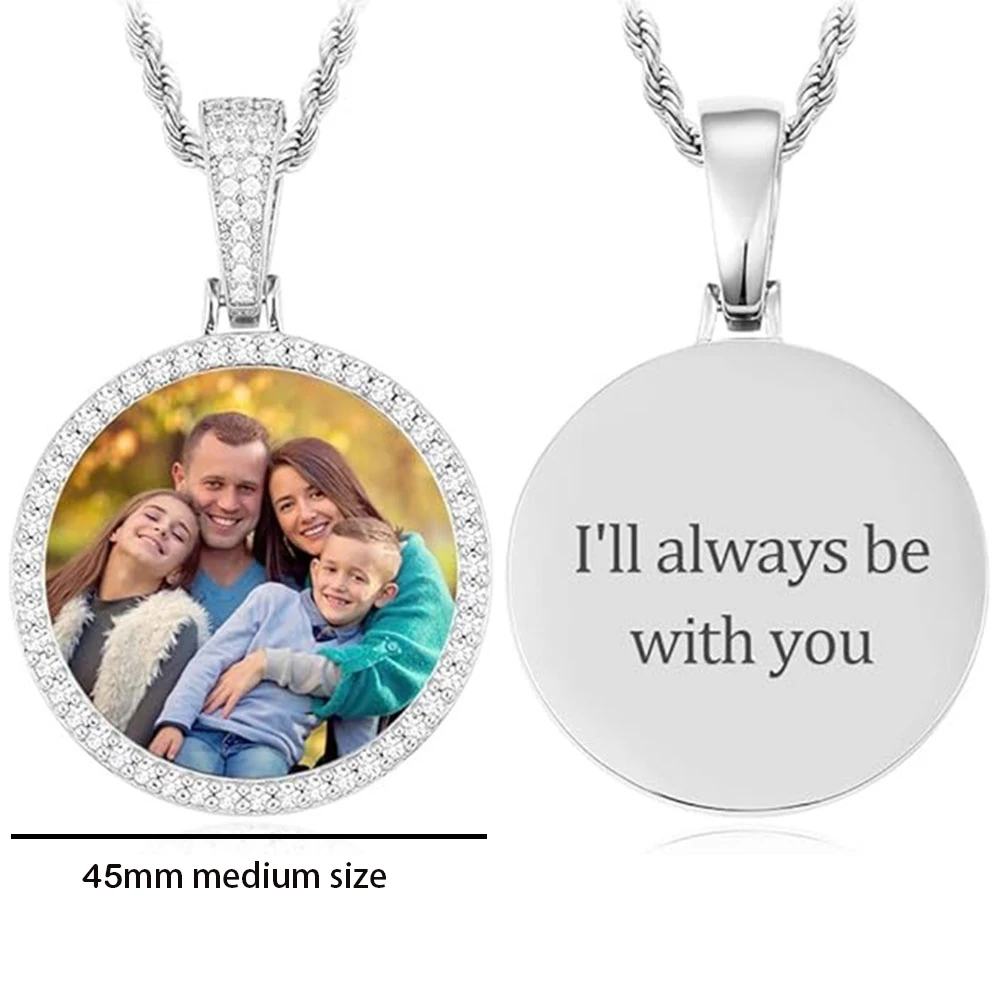 

ESKEEM For VIP Clients Custom Circle Photo Pendant Chain Personalized DropShipping Free Laser Text on Back