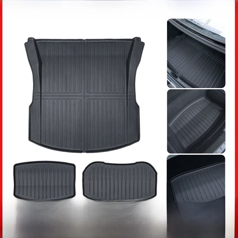 Tapis de coffre avant et arrière en TPE pour Tesla modèle 3 Highland 2024, imperméable, résistant aux intempéries, couches haut et bas