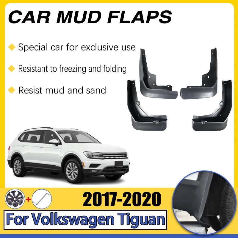 4 PCS Car Mudguards For Volkswagen VW Tiguan 5N 2017-2020 MK2 Allspace Mud Flaps Splash Guard Front Rear Fender Car Accessories