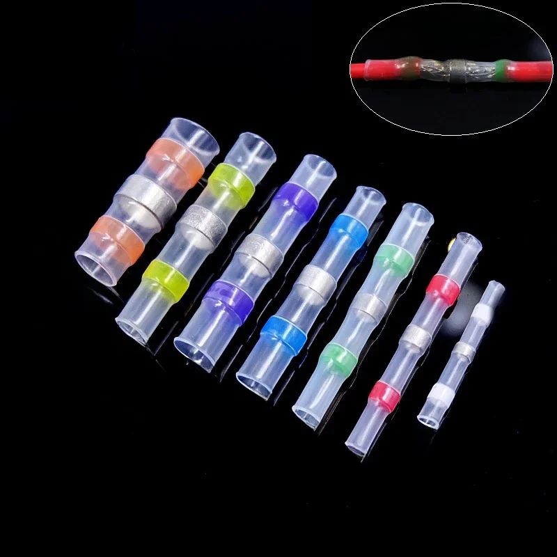 Connecteurs de fil à souder 3:1, sertissage thermorétractable, bornes électriques isolées, épissure bout à bout, manchon étanche, 10/50/500 pièces