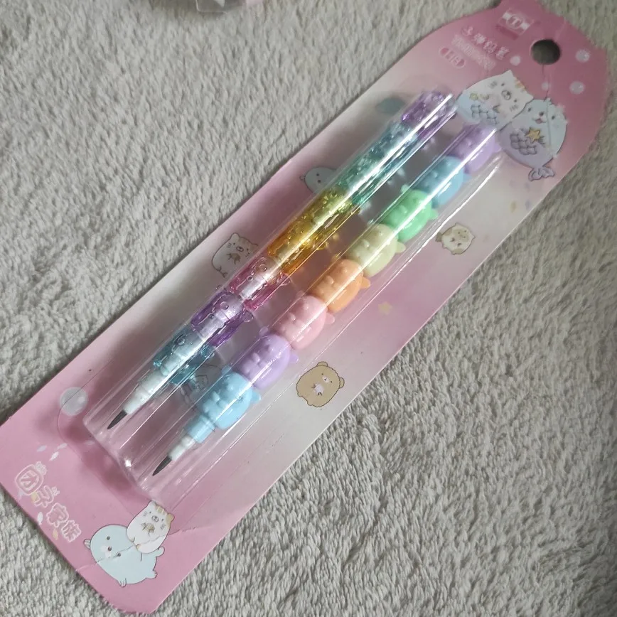 2pcs/Set Cute Bear Non Sharpening Mechanical Pencil Student Writing Pen School Office Supplies Pencil Stationery Gifts photo review