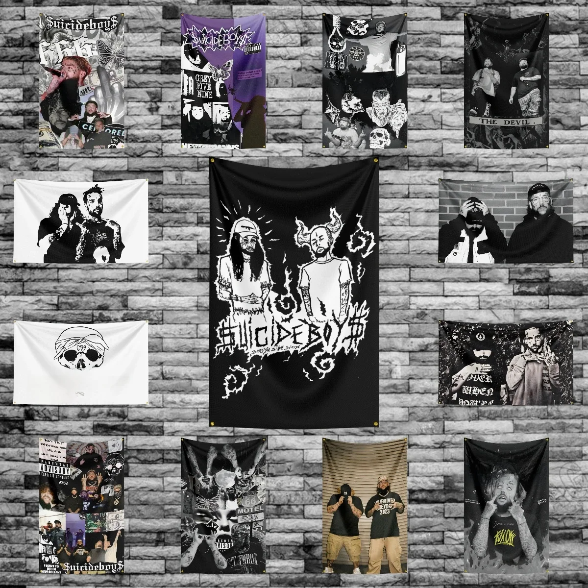 60x90cm Rap singer-Suicideboys-Flag Poliestrowy baner z nadrukiem cyfrowym do dekoracji ścian garażu na zewnątrz — zdjęcie 2