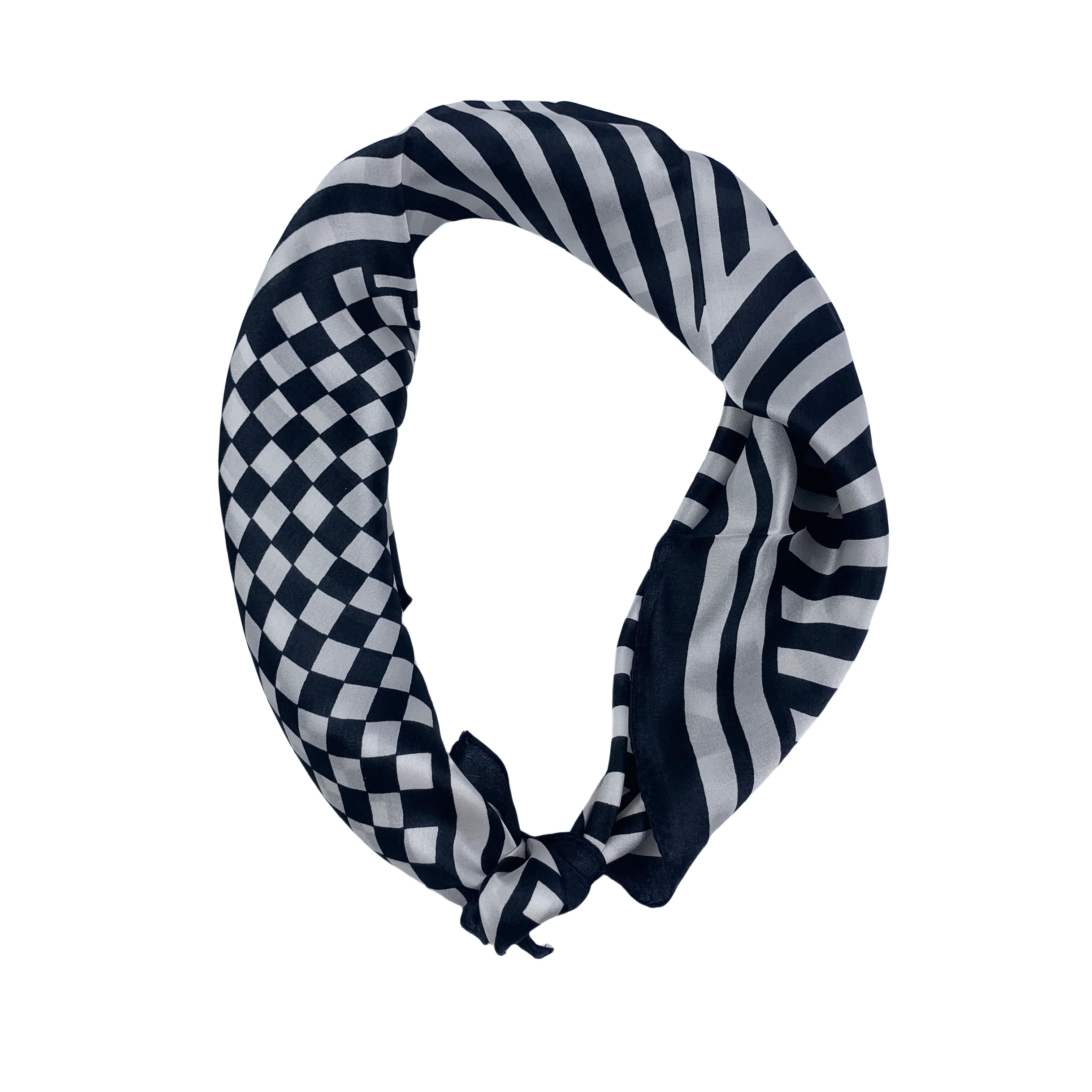 100% silk scarf headcloth  50Cm*50Cm rose printing Neckerchief tulip black and white stripe