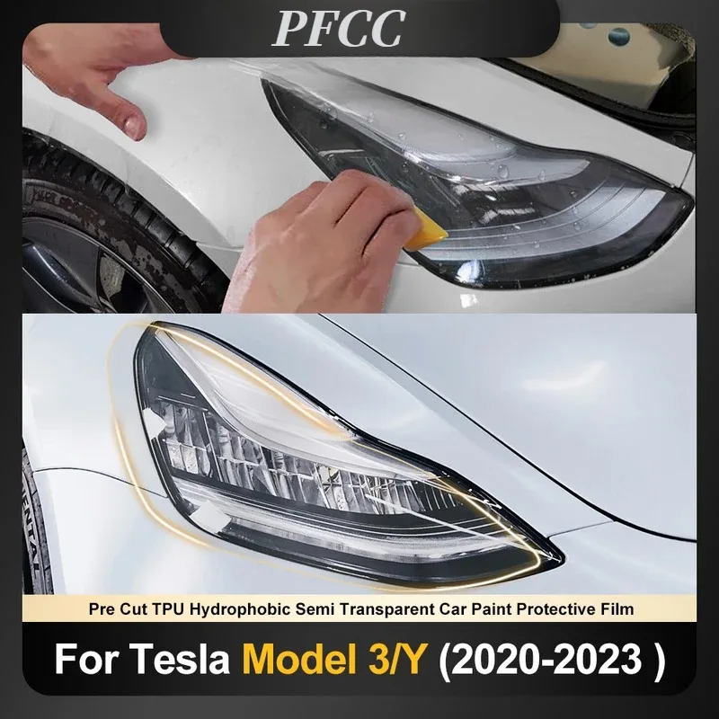 

Pre cut PPF Car Headlight Protective Film TPU Clear For Tesla Model S Y 2020-23 Rearview Transparent Mirror Stickers Accessories