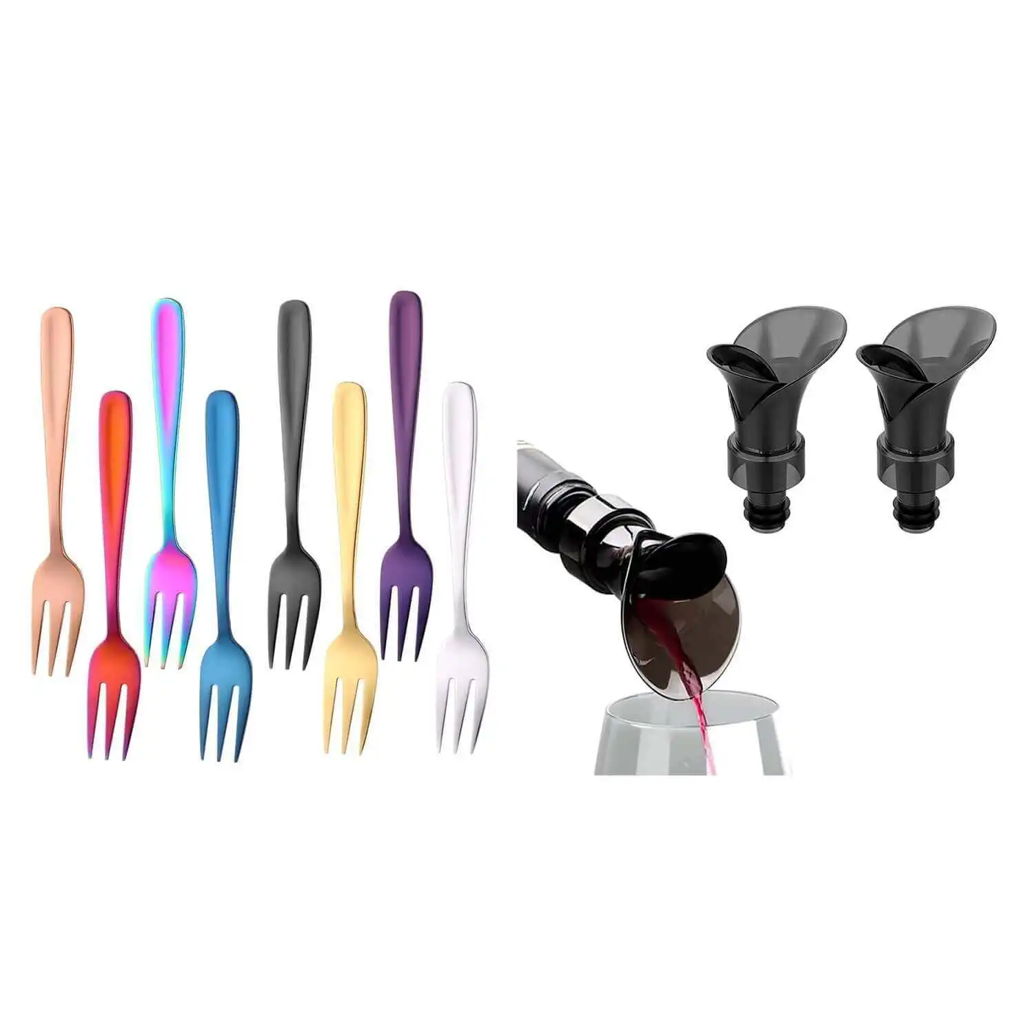 

Salad Forks, Stainless Forks & Wine Pourer Spout, Wine Aerator, Dinner Forks, Appetizer Forks Dessert Fork(10 Pcs)