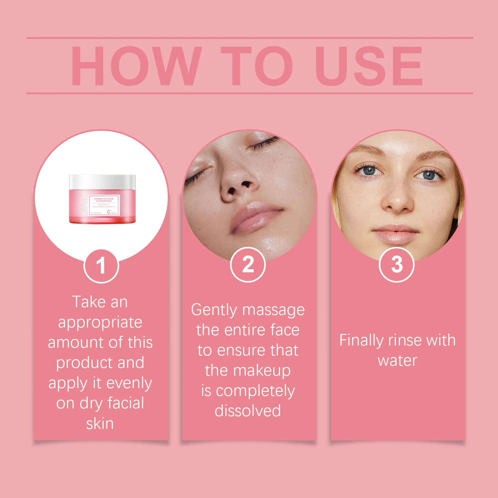 Hoygi Gesichts-Make-up-Entferner-Balsam, feuchtigkeitsspendend, hautenge, nicht reizend, reinigende Poren, schrumpfende, erfrischende Augen und Lippenreinigung