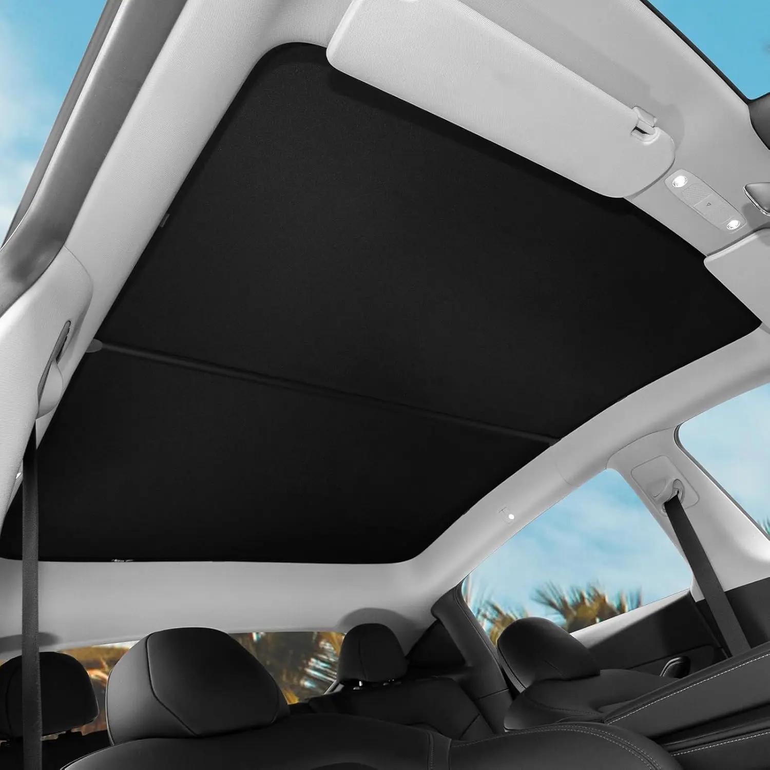 Modelo Y-3 Parasol Interior para Techo Panorámico de Cristal – Visera Solar Reutilizable con Protección UV, Ideal para Viajes Largos y Verano, Accesorio de Coche en Color Negro o Beige, Incluye 10