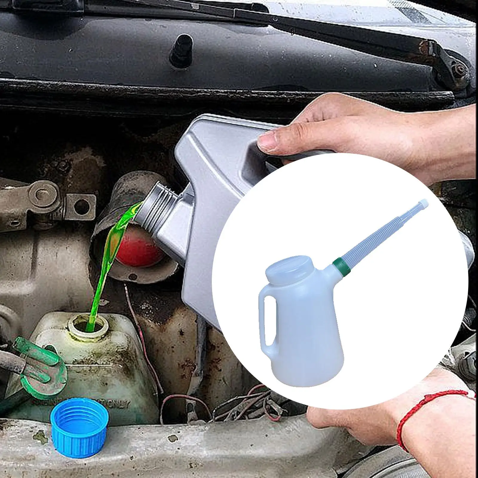 حاوية قياس الزيت 5L مع مقياس مع غطاء وعاء الزيت المضاد للتسرب زجاجة قياس الزيت إبريق لموزع حاوية زيت السيارات