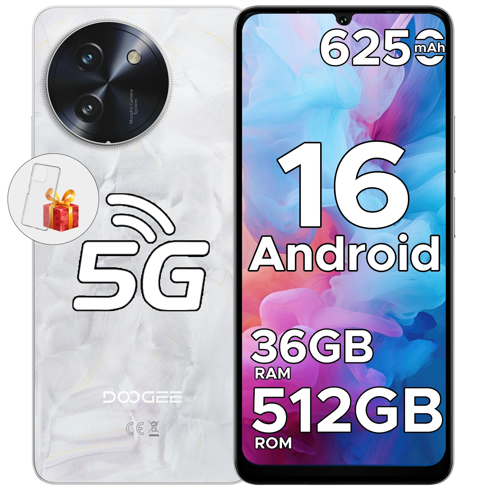 DOOGEE Note 59 Pro+ 5G Android 16 Unlocked Mobile phones 36GB+512GB/2TB Expand Smartphone with 6.75" HD+ Display 120Hz 6250mAh