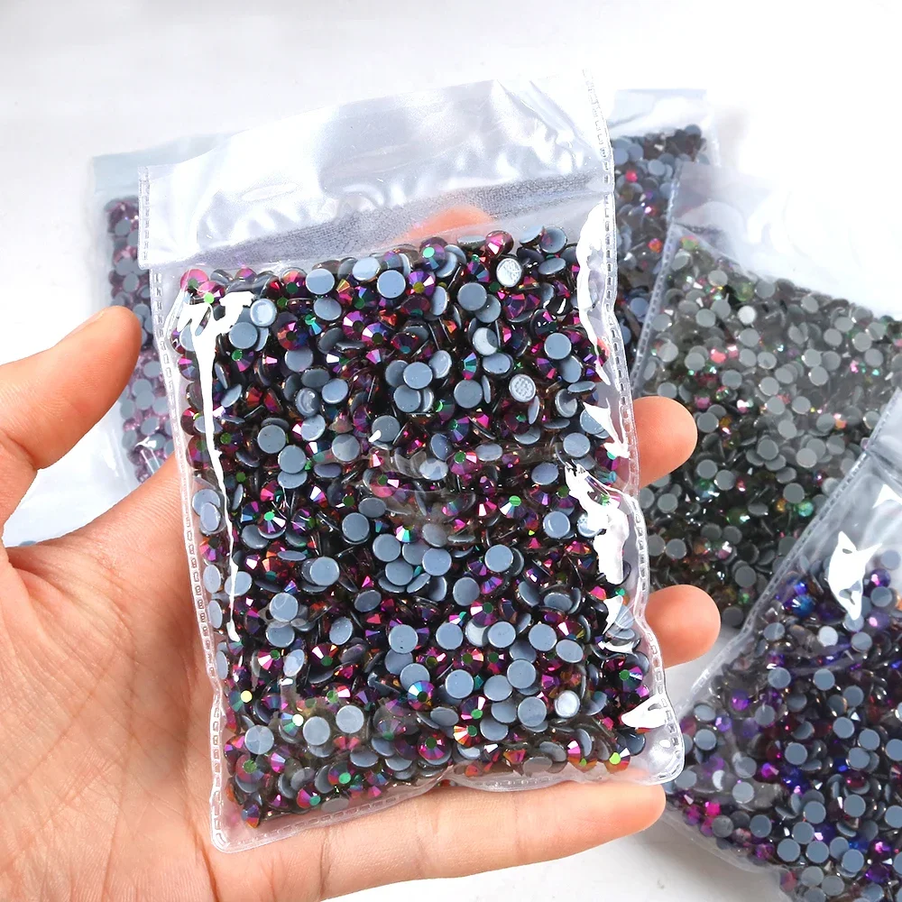 Glitter Crystal Glass Strass Hot Fix Rhinestone, Ferro Em Pedras De Strass para Vestuário, Decoração