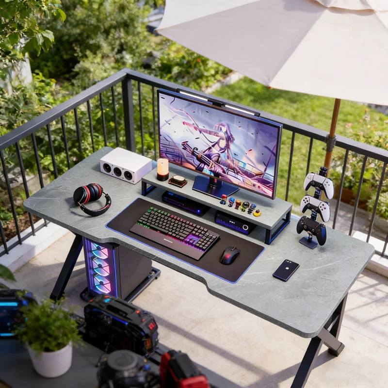 モダンなシンプルなゲーミングデスク、家庭用コンピューター付き、学生用ライティングデスク、寝室、仕事、オフィス、リビングルームテーブルライトb296537