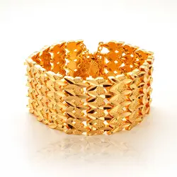 Pulsera de cobre chapado en oro de 24K para hombre, brazalete de moda, regalo de joyería, gran oferta, 2023