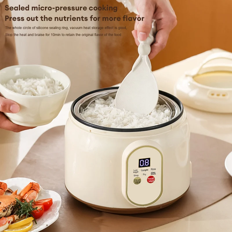 1.8L وعاء طبخ الأرز الصغير الكهربائية غير عصا عموم الأواني للطهي طباخ متعدد الوظائف 1-2 شخص الفولاذ المقاوم للصدأ بطانة الأرز الطبخ