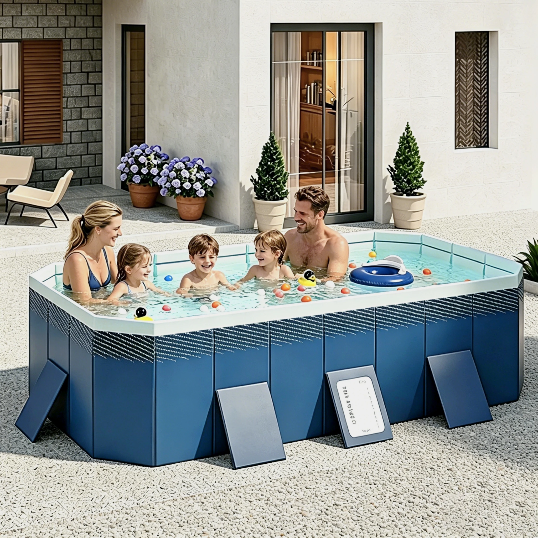 Piscinas Portátiles No Inflables de 2,53 m, Piscina Plegable Grande para Exteriores, para Familias, Niños, Adultos, Mascotas, Juegos Acuáticos