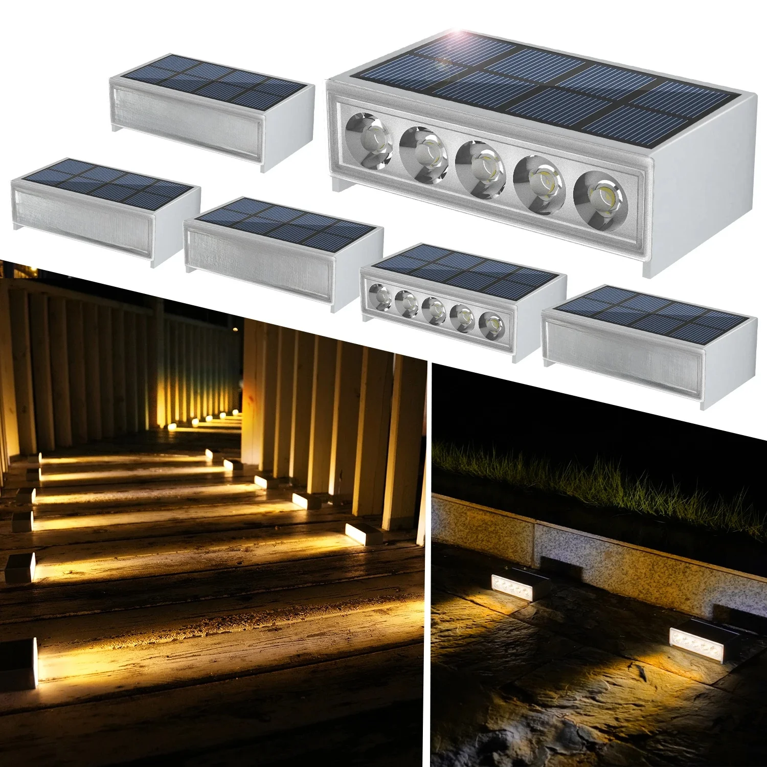 6 pièces LED étape lampe escalier lumière extérieure IP67 étanche lumière solaire décor éclairage pour jardin pont chemin blanc chaud blanc froid