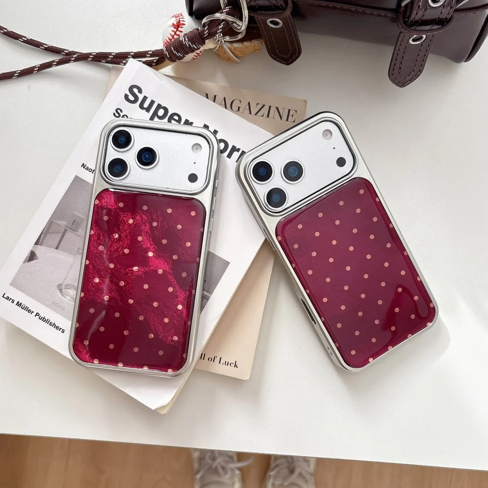 

Electroplated advanced polka dot mobile case, suitable for iPhone 16/15/17/14Pro Max,South Korea INS shock-proof protective case