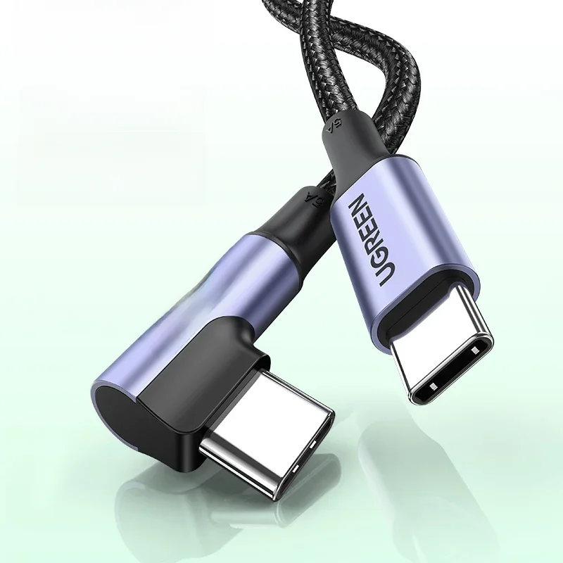 UGREEN Kabel zagięty USB-C do USB-C PD100W 60W Szybkie ładowanie do iPhone 17 16 MacBook Samsung QC4.0 3.0 Kabel 90 stopni — zdjęcie produktu 7