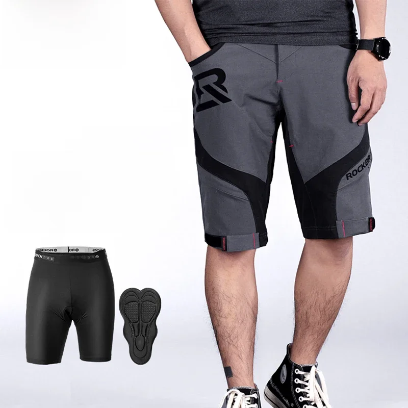 ROCKBROS spodenki rowerowe spodenki rowerowe męskie MTB Road letnie sporty Outdoor spodenki dla motocyklisty wspinaczka oddychająca szybkoschnąca podwójna warstwa — zdjęcie 2