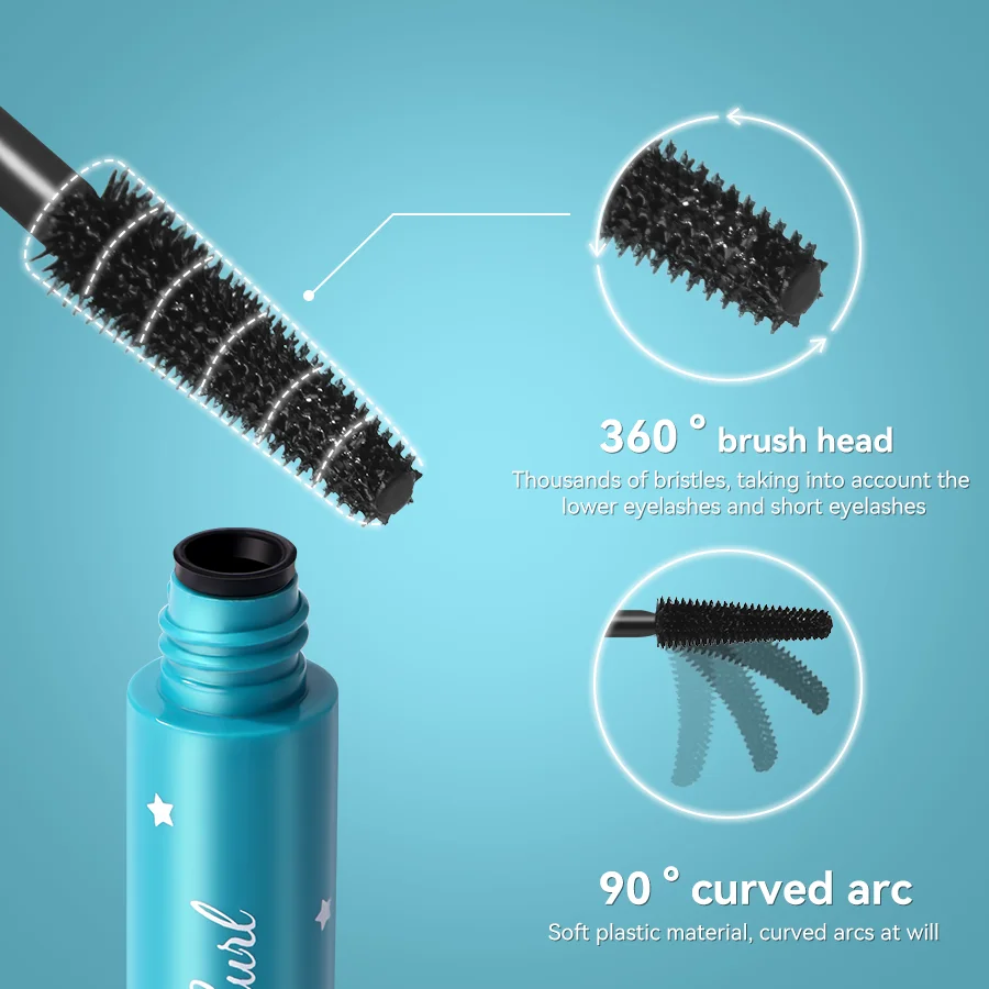 AMG – Mascara imperméable longue durée, Mascara à tête de brosse spirale à 360 degrés, produits de maquillage professionnels pour l'amélioration des yeux pour femmes