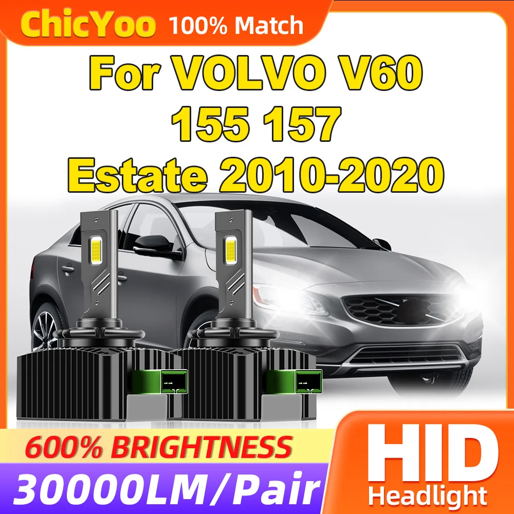 120W HID Xenon Lights 30000LM Turbo Auto Headlamp Bulbs 12V 6000K Xenon Lamps For VOLVO V60 155 157 Estate 2010-2018 2019 2020