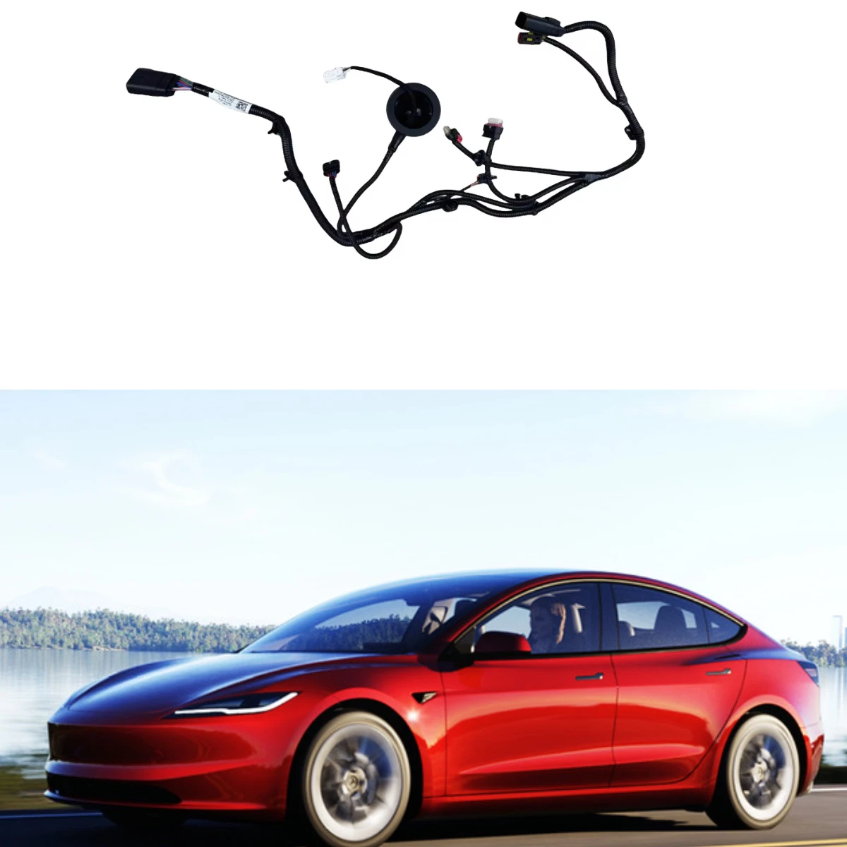 

Для Tesla Model 3 Highland 2024+ Оригинальный жгут проводов крепления радиатора, рамка вентилятора охлаждения, кабельный узел 1897320-00-B