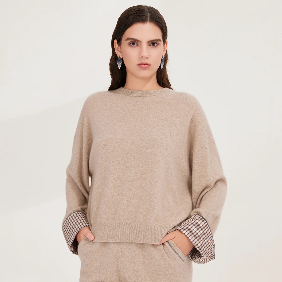 

BY4521267 Women's Luxury 100% Cashmere Sweater 12-Gauge Crewneck Pullover Loose Fit Knitwear Soft Warm Fashionable