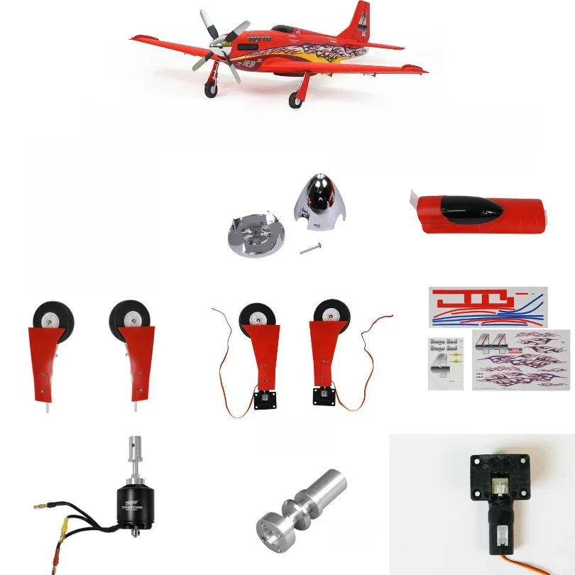 FMS 1100mm 1.1m P51 P-51 Dago rouge V2 pièces hélice Spinner moteur arbre conseil montage train d'atterrissage rétract RC avion avion