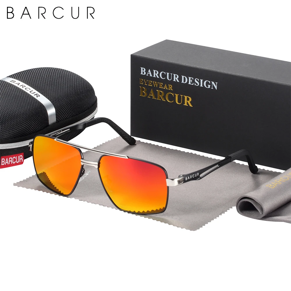 BARCUR Brand Pilot Style Metal Frame Sunglasses Men HD Polarized Women Shades Driving Photochromic Sun Glasses Mirror UV400