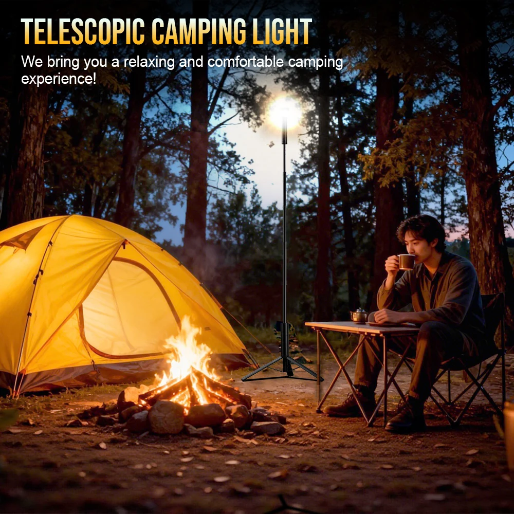 Trustfire WL22-OL 2000mAh Camping Lantern 1.5M Telescopic Magnetic Streetlights Tent Lamp Rechargeable Flashlight with Tripod