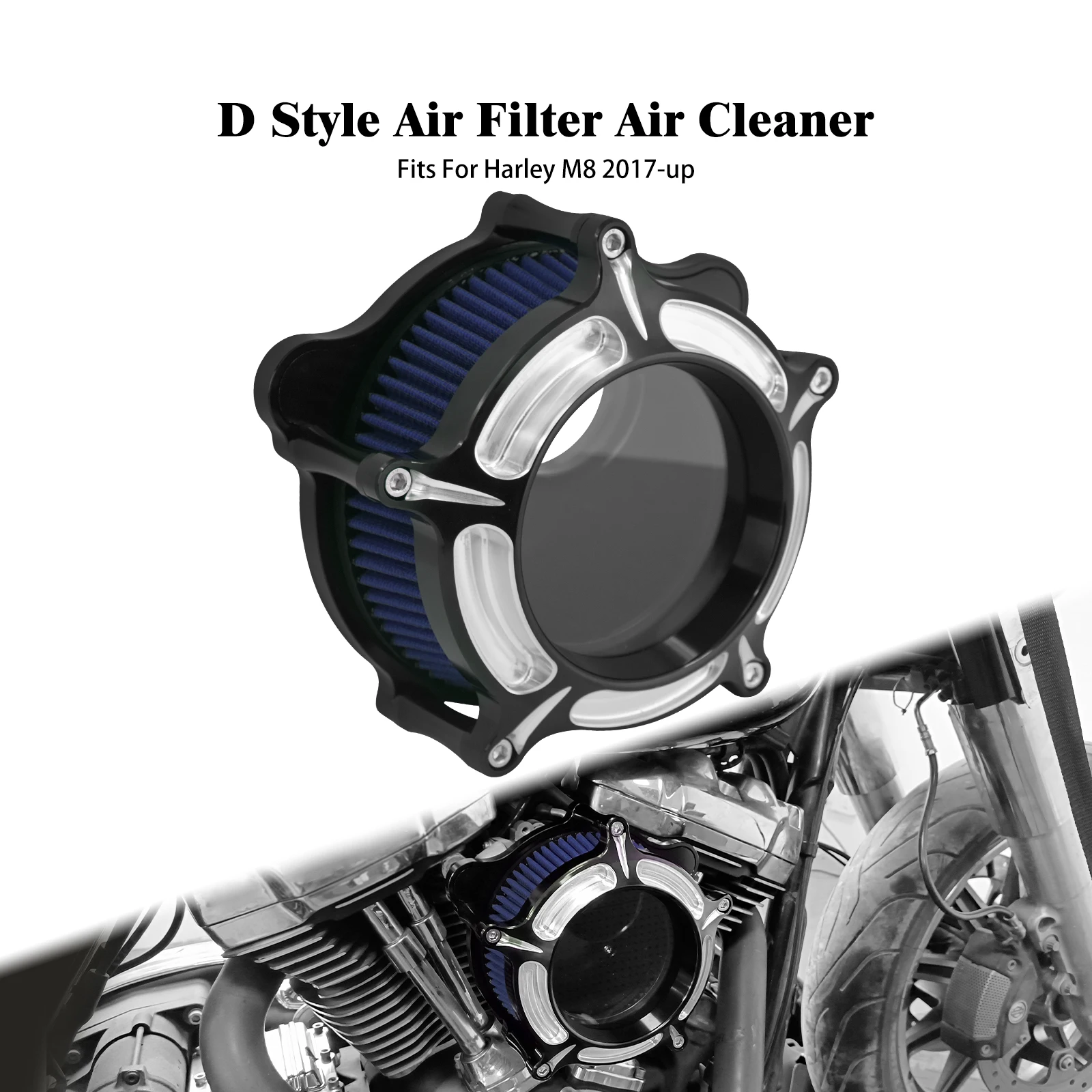 

Воздушный фильтр Motorbike Clarity Blue для мотоциклов Harley Touring Road King Glide 17-25 и M8 Softail 2018-2024