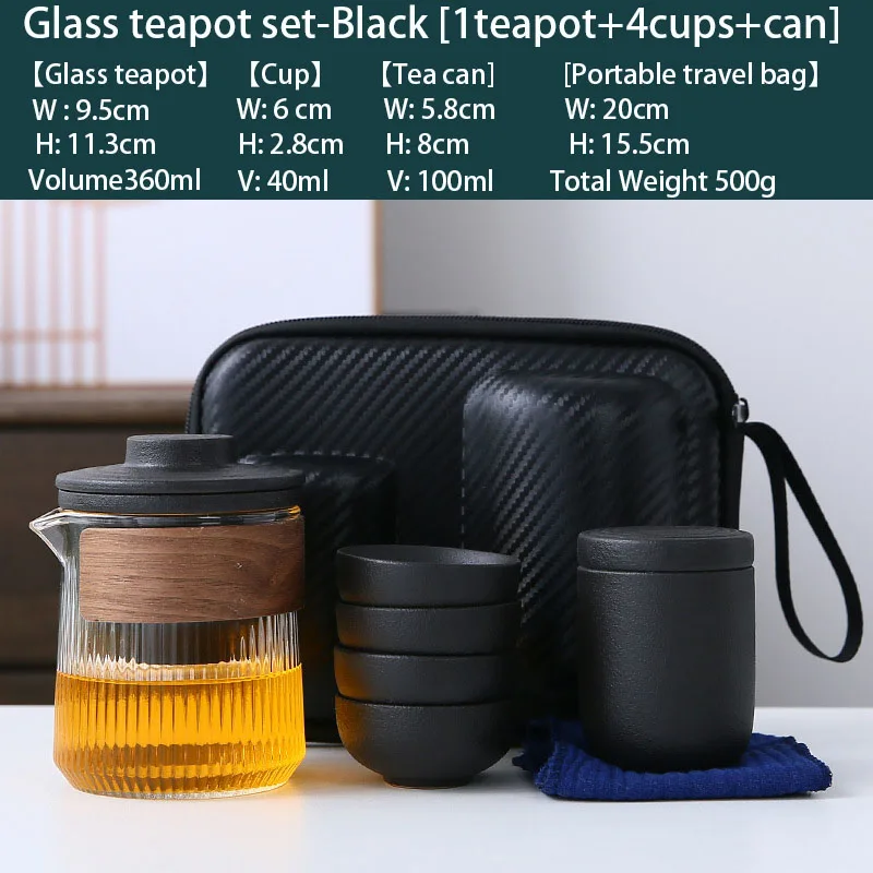 

Ceramic travel tea maker small size portable bag Kung Fu teapot tea cup set for outdoor event party 1 teapot 4 cups with tea can