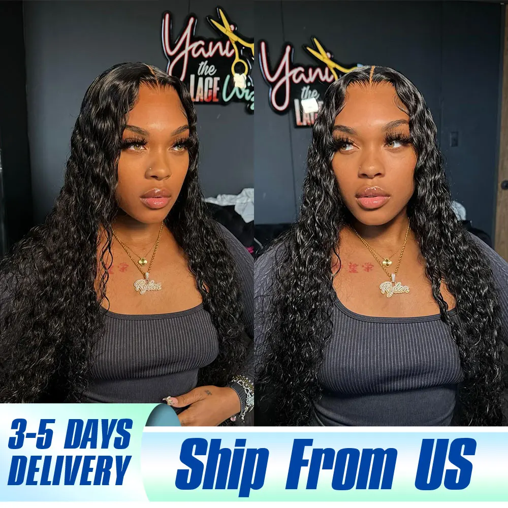 34 40 Inch 220 Density Water Deep Wave 13x6 HD Transprent Lace Front Wig Human Hair Curly 13x4 Glueless Frontal Wig Women