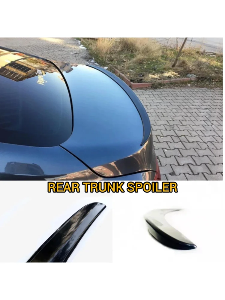 Rear Trunk Spoiler For Fiat Tipo Egea 2014 2022 Car Accessories UNIVERSAL Plastic Apron Glossy Black Wing Sports Exterior Parts