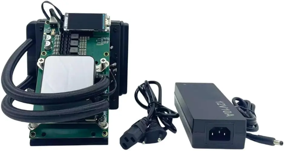 KIC nouveau Bitaxe Miner NerdQaxe ++ 4.8Th/s refroidisseur hydro liquide Bitcoin Miner avec alimentation-noir/Orange H5M0987CD2